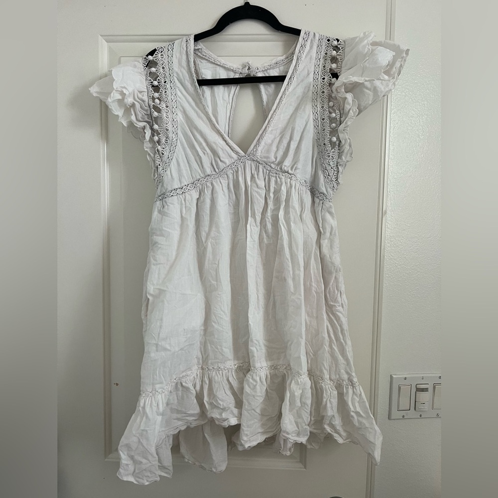 Anthropologie White Eyelet Cottagecore Dress